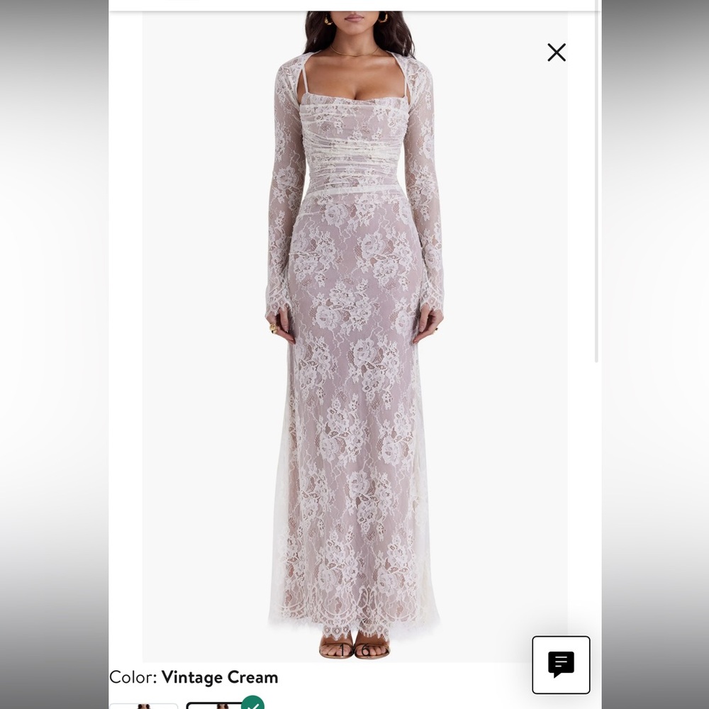 HOUSE OF CB Elegant Cream Lace Evening Gown